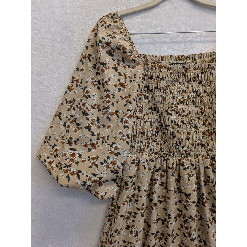 Karose Floral Print Mini Dress Women's Small Smocked Bodice Short Sleeve - Picture 2 of 9